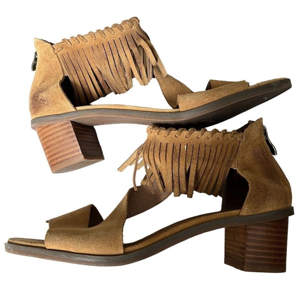 Antelope Abigail Sandals size 9M/40 Brown Suede Fringe Block Heel Boho Festival